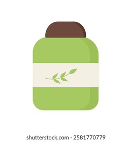 A clean and minimalistic vector illustration of a herbal supplement bottle. 