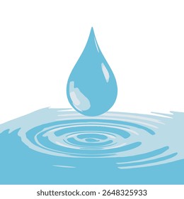 A Clean, Minimalistic Water Drop Falling Into a Pool with Soft Ripples. Perfect for Water, Purity, and Eco Themes. Includes Drop, Ripple, and Blue Tones.