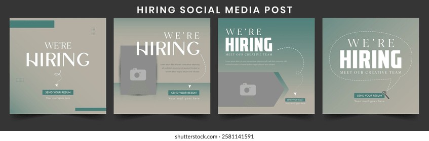 Clean and minimalistic "We Are Hiring" banner for social media bold texts and simple layout. Looking for creative minds to work innovatively. Best project for job hiring promotion under modern.