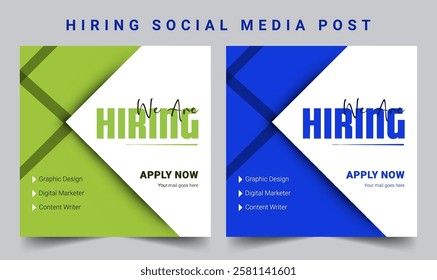 Clean and minimalistic "We Are Hiring" banner for social media bold texts and simple layout. Looking for creative minds to work innovatively. Best project for job hiring promotion under modern.