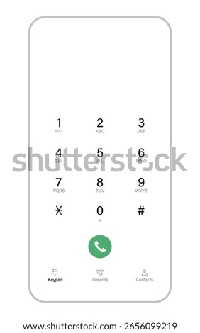 Clean mobile phone dial screen showing numeric keypad and green call button in a minimal layout