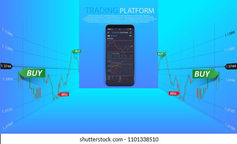 Clean Mobile UI Design Concept. Trendy Mobile Banking. Cryptocurrency Technology. Bitcoin Exchange. Financial analytics. Trading Business Application Template. Vector EPS 10