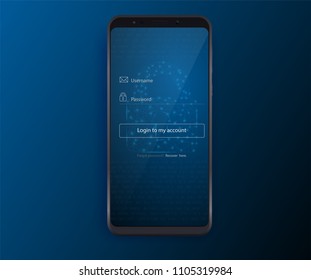 Clean Mobile UI Design Concept. Login Application with Password Form Window. Flat Web Icons. Vector EPS 10