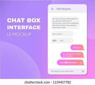 Clean Mobile UI Design Concept. Trendy Chatbot Application with Dialogue window. Sms Messenger. Vector EPS 10