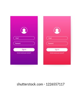 Clean Mobile UI Design Concept. Login Application with Password Form Window. Vector stock illustration.