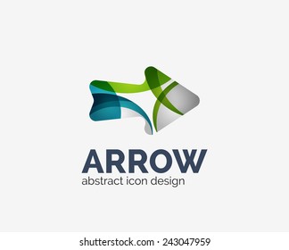 Logo de la compañía de flecha de diseño de ondas modas limpias, icono comercial hecho de elementos superpuestos