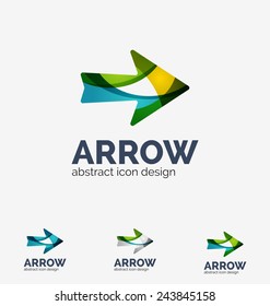 Clean moden wave design arrow company logo, business icon made of overlapping elements