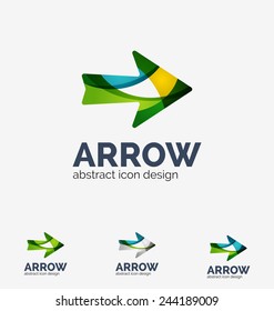 Clean moden wave design arrow company logo, business icon made of overlapping elements