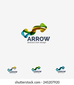 Clean moden wave design arrow company logo, business icon made of overlapping elements