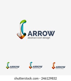 Clean moden wave design arrow company logo, business icon made of overlapping elements