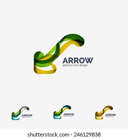 Clean moden wave design arrow company logo, business icon made of overlapping elements