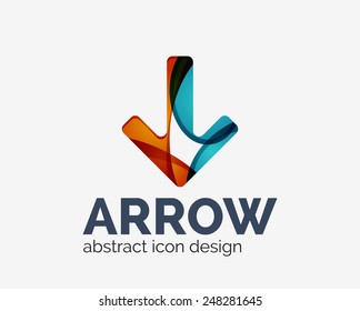 Clean moden wave design arrow company logo, business icon made of overlapping elements