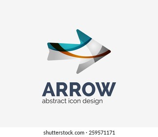 Logo de la compañía de flecha de diseño de ondas modas limpias, icono comercial hecho de elementos superpuestos