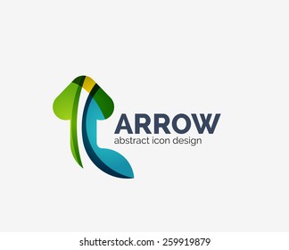Clean moden wave design arrow company logo, business icon made of overlapping elements