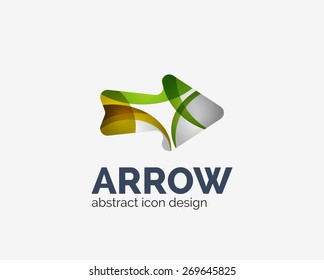 Logo de la compañía de flecha de diseño de ondas modas limpias, icono comercial hecho de elementos superpuestos