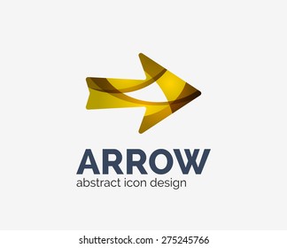 Logo de la compañía de flecha de diseño de ondas modas limpias, icono comercial hecho de elementos superpuestos
