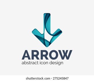 Clean moden wave design arrow company logo, business icon made of overlapping elements