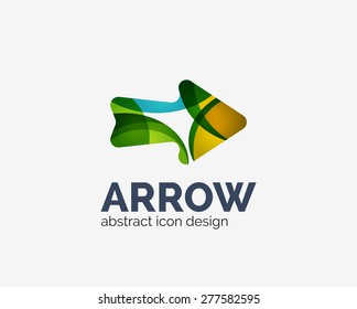 Clean moden wave design arrow company logo, business icon made of overlapping elements