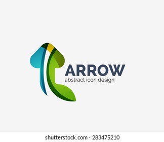 Clean moden wave design arrow company logo, business icon made of overlapping elements