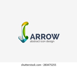 Clean moden wave design arrow company logo, business icon made of overlapping elements