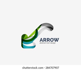 Clean moden wave design arrow company logo, business icon made of overlapping elements