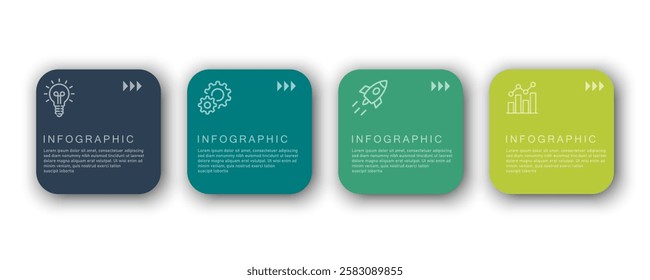 Clean and modern 4-step infographic design for business and data visualization.