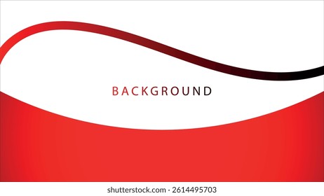A clean and modern abstract background featuring a smooth, vibrant red curved shape transitioning to a white area with the word "BACKGROUND" in a simple, bold font.