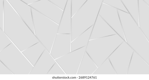 Fundo abstrato limpo e moderno com um padrão geométrico de interseção de linhas prateadas em uma superfície cinza claro, criando um design de mosaico sofisticado.