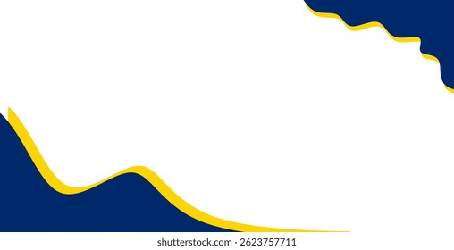 Clean and modern abstract background with white space in the center and dynamic blue and yellow wave borders on the edges. Perfect for flyers, banners, business presentations,