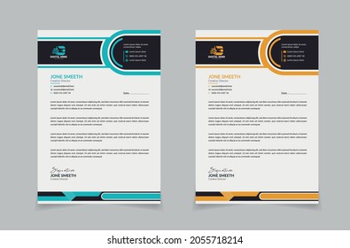Clean and modern abstract corporate letterhead design.