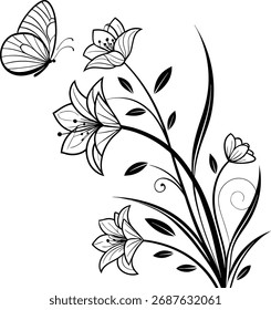 A clean, modern abstract design featuring delicate floral line art and subtle geometric shapes.