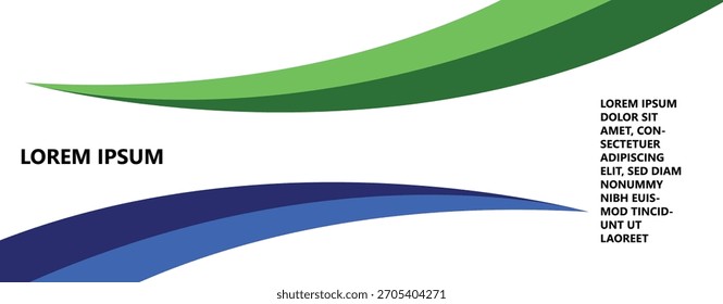 A clean and modern abstract design with flowing curved lines, the simple shapes in blue and green against a minimalist canvas	