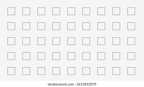 A clean and modern abstract geometric pattern featuring outlined square shapes arranged in a minimalist grid. Ideal for use in backgrounds, packaging, branding, web design, and print materials. Fully 