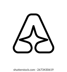 Un diseño de logotipo abstracto limpio y moderno presenta la letra 'A' formada por una gruesa línea negra, con su espacio interior negativo que crea inteligentemente una flecha o forma de estrella que apunta hacia arriba. 