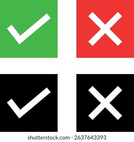 Clean and modern Approved and Rejected icon sets in square style. Includes checkmarks, tick, close, right, wrong and check and cancel symbols.