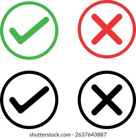 Clean and modern Approved and Rejected icon sets in circle style. Includes checkmarks, tick, close, right, wrong and check and cancel symbols.
