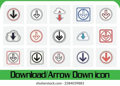 Clean and modern arrow down vector illustration icon perfect for web apps UI design and digital projects download for creative use