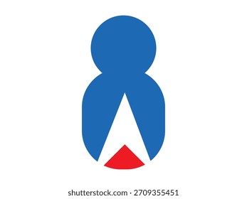 A clean and modern arrow people icon featuring a human silhouette combined with directional arrows, perfect for business, leadership, navigation, teamwork, and corporate branding design projects.