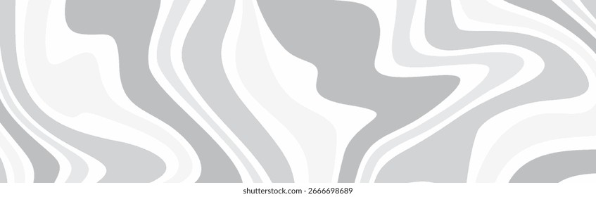 Ein sauberes und modernes Banner mit einem ruhigen, abstrakten Muster aus dicken, fließenden vertikalen Wellen in einer weichen Graustufenpalette.
