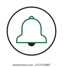 Icono de campana limpio y moderno que se muestra dentro de un círculo, simbolizando una notificación o alerta. Perfecto para el diseño de Web o App, transmitiendo un mensaje, recordatorio o Actualizar del sistema. El esquema claro y