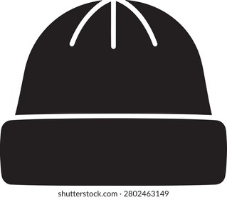 A clean and modern black chef's toque hat featuring simple white decorative lines on top, perfect for culinary or food-related stock imagery.