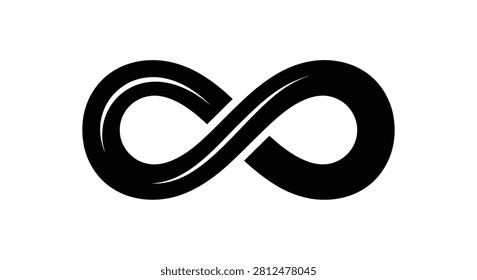 A clean and modern black infinity symbol icon representing eternity and limitless possibilities. Ideal for branding, logo design, mathematical concepts, and philosophical themes.
