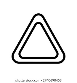 Clean and modern black outlined triangle warning symbol on pure white background, ideal for safety signs, alerts, and graphic design projects.