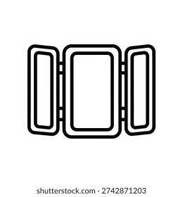 Clean and modern black and white triple empty picture frames in a sleek vector design, perfect for templates, decor, and creative projects with a minimalist aesthetic.