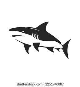 Clean and modern black and white vector logo featuring a shark.