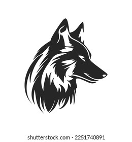 Clean and modern black and white wolf vector logo.