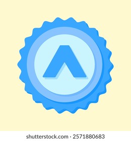 A clean and modern blue badge vector icon showcasing a mathematical symbol, ideal for education, math resources, or creative visual projects