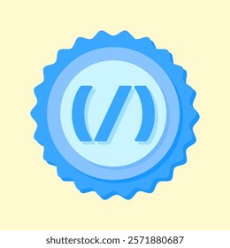 A clean and modern blue badge vector icon showcasing a mathematical symbol, ideal for education, math resources, or creative visual projects