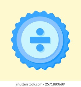 A clean and modern blue badge vector icon showcasing a mathematical symbol, ideal for education, math resources, or creative visual projects