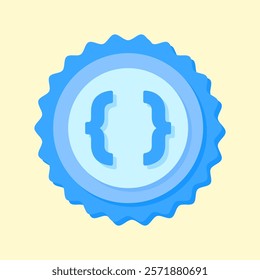 A clean and modern blue badge vector icon showcasing a mathematical symbol, ideal for education, math resources, or creative visual projects